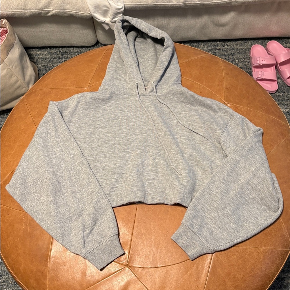 Alo Gray Cropped Hoodie for Women
